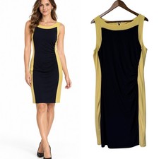 Lauren Ralph Lauren Dress Womens 16 Sheath Colorblock Stretch Ruched Office Prep