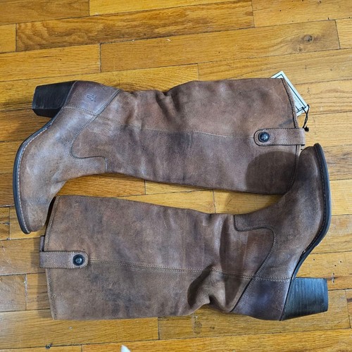 Women's Frye Brown Leather Heeled Boots Size 8.5 - Picture 4 of 10