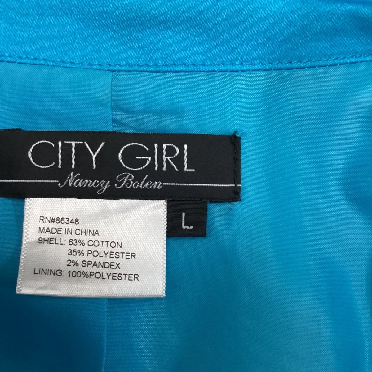 CITY GIRL Nancy Bolen Turquoise Blue Eyelet Trim Zip Front Jacket