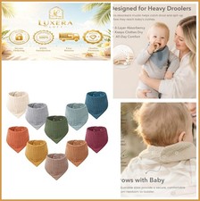 Baby Bandana Bibs 10 Pack Cotton Muslin 6 Layer Drooling Teething Adjustable