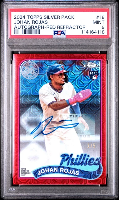 Johan Rojas RC 2024 Topps Chrome Silver Pack Auto Red Mojo /5 PSA 9 POP 1 🔥