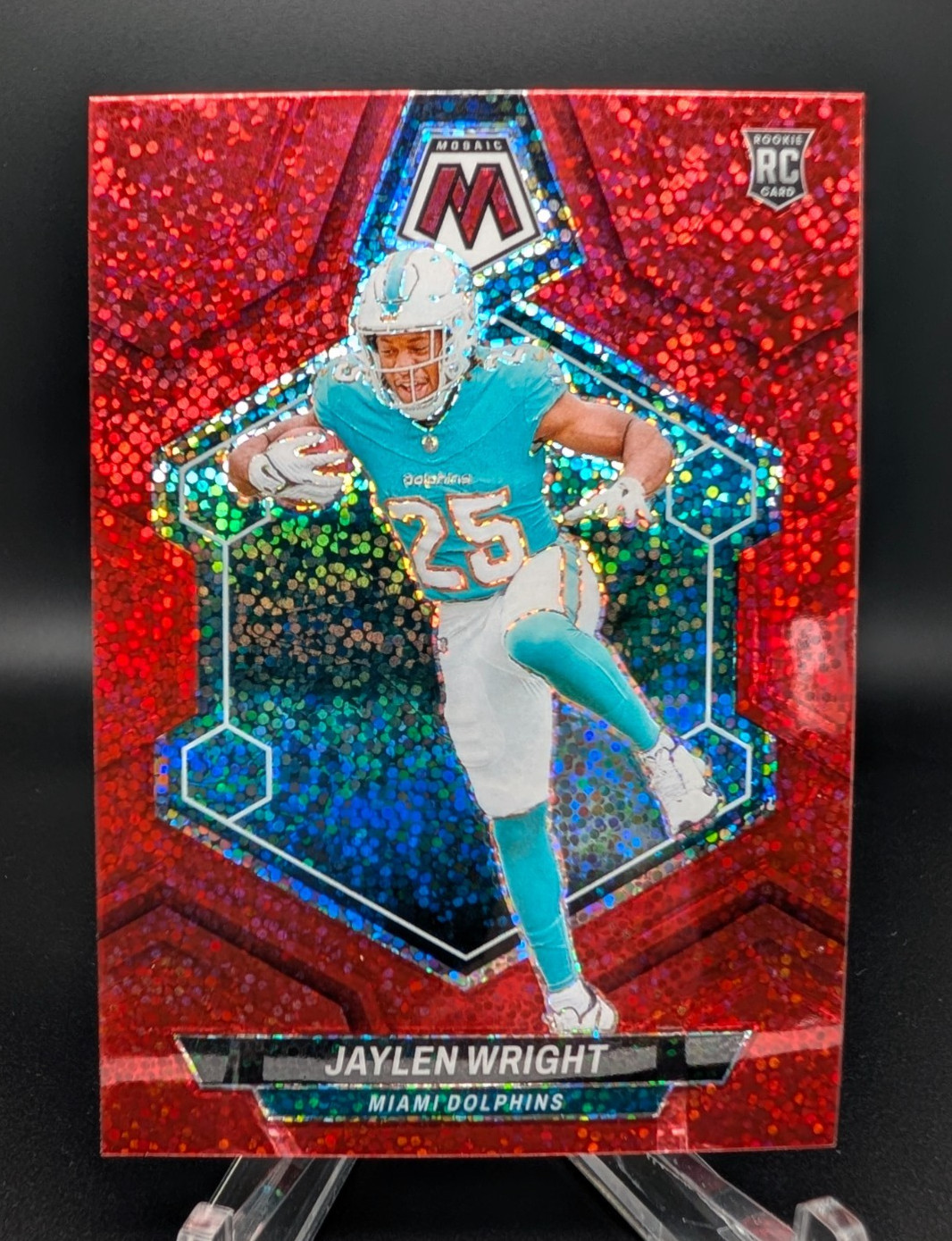 2024 Mosaic Jaylen Wright RC Red Sparkle Prizm #383 Dolphins Panini