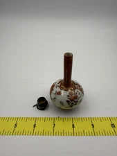 Antique Meiji Japanese Kutani Porcelain Perfume Bottle • Hallmarked Sterling