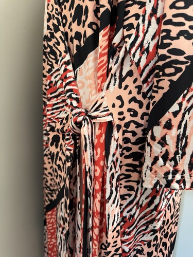 TOGETHER LADIES ORANGE/BLACK WRAP MIDI DRESS UK SIZE 24 BNWT - Picture 6 of 8