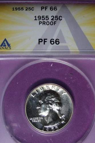 1955 ANACS 25C PF66 PROOF WASHINGTON QUARTER #B51434