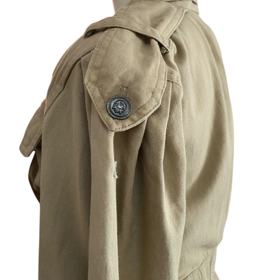 Vintage Karen Alexander Midi Envoltório Militar Algodão Sarja Fit and Flare EUA Tamanho 8 - Imagem 4 de 4