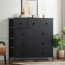 GUNAITO ND-HD002BL-SL Dressers for Bedroom of 9 Drawer Chest, Black