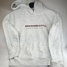 Abercrombie  Fitch Relaxed Fit Pullover Hoodie Gray Logo kids Size 9/10
