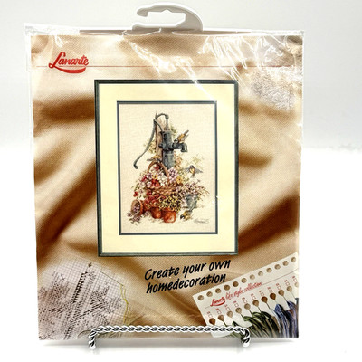 Lanarte Cross Stitch Kit 34198 Water Pump Floral Garden 11.5''x15.25'' DMC Holland