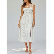 HOUSE OF CB Christabel Floral Shirred Midi Dress, Ivory, L+