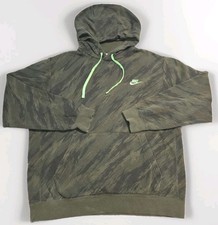 Nike Green Camo Hoodie Embroidered Logo Sweatshirt Men's Size Large