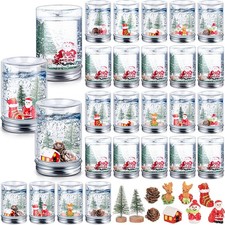 Liliful 36 Sets Christmas Clear Plastic Snow Globes Kit Snow Globe Water Glob...