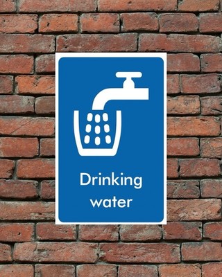 Blechschild Trinkwasserhahn & Becher Symbol - Sicherheit Wandtafel