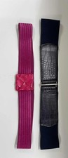 VTG 80  s Lot Of 2 Wide Elastic Pink And Black Belts. Made In USA Retro Style