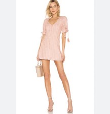 Tularosa Penny Mini Dress Size XS Pink Embroidered Boho Babydoll Coquette Girlie