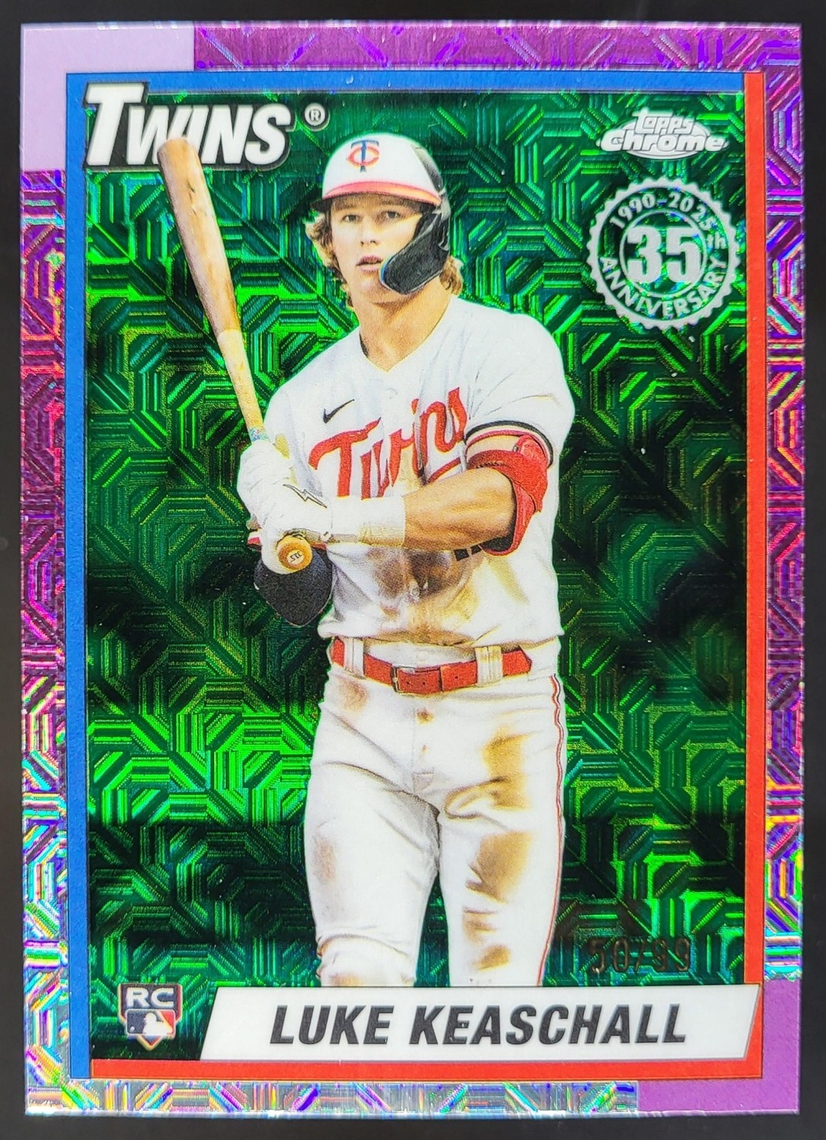 2025 Topps Update Luke Keaschall Silver Pack 1990 Chrome Green Mojo /99 RC MS2