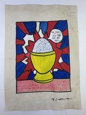 Roy Lichtenstein COA Art Painting Original Drawing Vintage Paper Signed