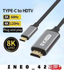 Image of 4K 60Hz 30Hz 8K USB C to HDMI-compatible Cable Type C Adapter HDTV Converter UK