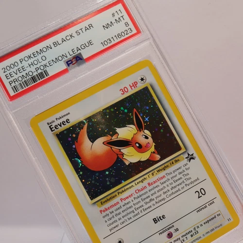 Pokemon TCG - Promo Black Star 11 Eevee-Holo Pokemon League - PSA 8 NM/MT