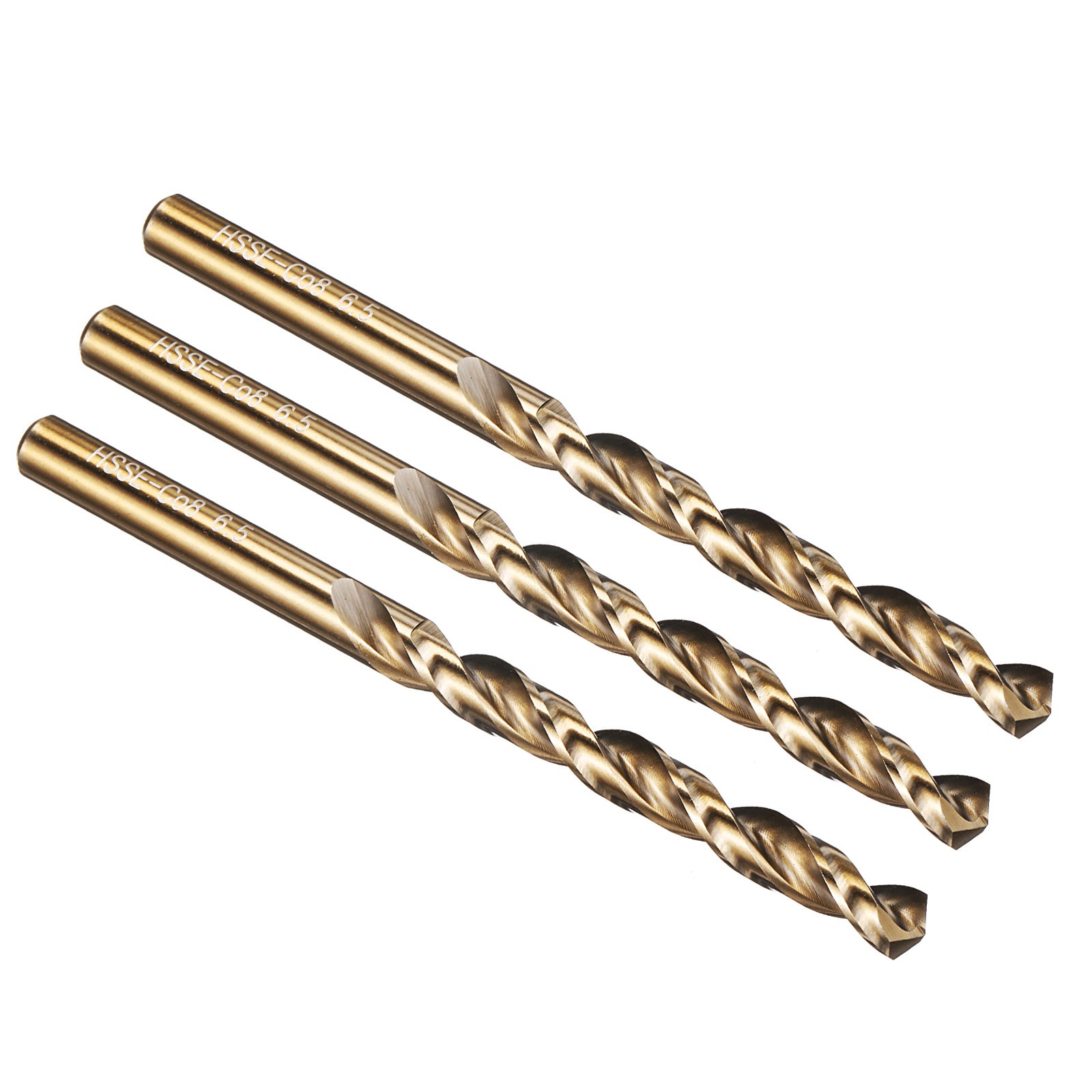 6.5mm Drill Bit M42 8% Cobalt HSS 135° Gold for Hard Metal - 3 Pack