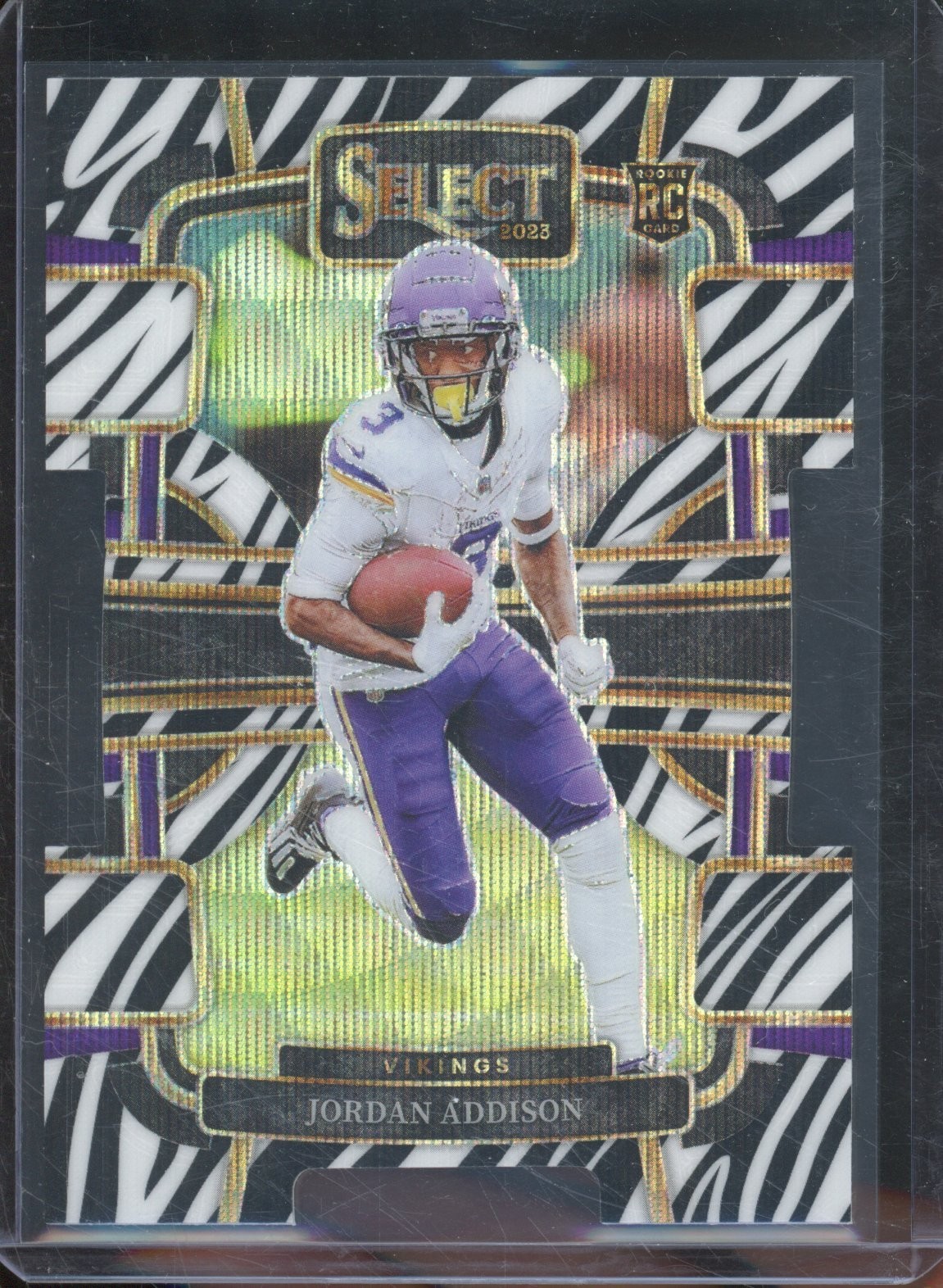 2023 Panini Select JORDAN ADDISON #66 RC Rookie Die-Cut Zebra SSP Vikings