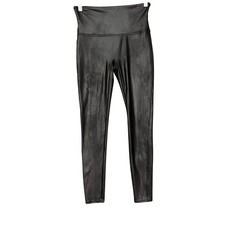 SPANX Faux Leather Leggings High Waist Black Women's Size L G