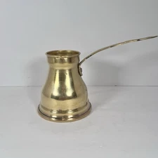 Brass Turkish Coffee Pot Pitcher Engraved Handle Vintage 4"
