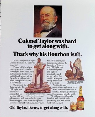 Old Taylor Kentucky Straight Bourbon Colonel Taylor 1976 Vintage Print Ad