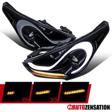 Fit 2012-2017 Hyundai Veloster Smoke Projector Headlights LED Sequential Signal