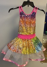 WEISSMAN MEDIUM CHILD RAINBOW SEQUIN DANCE COSTUME
