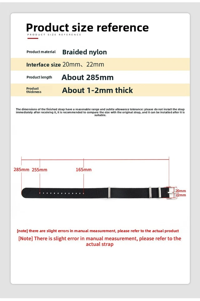 Correa de reloj de nailon de alta calidad para hombre de una sola pasada deportiva pulsera de lona 20 22 mm Foto 4 de 4