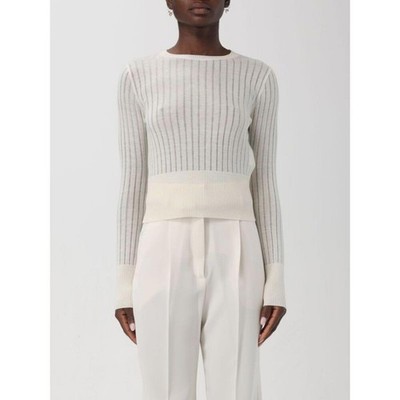 Max Mara Studio Ivory Ribbed Crewneck Sweater - Women's XS