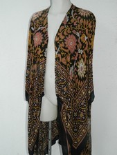 FREE PEOPLE Flowing Magic Dance Black Multi Print Kimono BoHo Hippie ONE SIZE