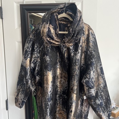 Ubu, Reversible Iridescent Parisian Coat Size 3x Blue/Gold, Gorgeous Hood