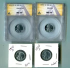 Lot of 4 Lincoln Steel Cents-- ANACS cert as MS65 & MS66 +two raw GEM BU cents