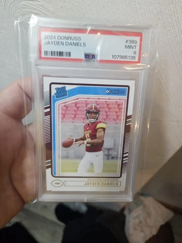 Jayden Daniels 2024 Panini Donruss #389 Rated Rookie RC Commanders PSA 9
