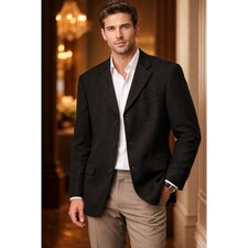 Oscar de la Renta Black Wool Blazer Jacket Men's 42R Classic Tailored Designer