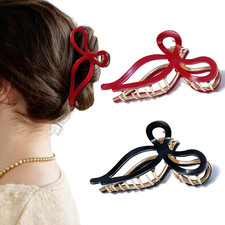 Mesovor 2 Pack Gold Metal Bow Hair Claw Clips for Thin and Thick