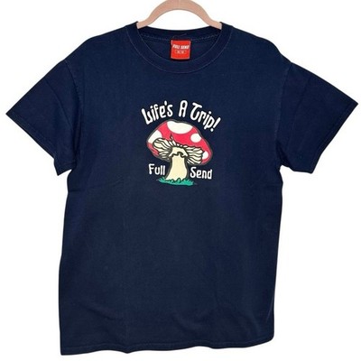 Nelk Boys Full Send Life s A Trip Tee Shirt Navy Small YouTube Merch Mushrooms