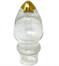 Vtg MCM Glass Decanter Stopper 4" &ndash; Mushroom Shape w/ Gold Tip &ndash; Barware Accent