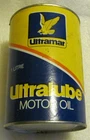 RARE VINTAGE ULTRAMAR CANADA MOTOR OIL ADVERTISING SIGN TIN TOP LID CAN FULL NOS