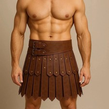 Leather Gladiator Kilt Roman Warrior Skirt, Medieval LARP Costu Costume