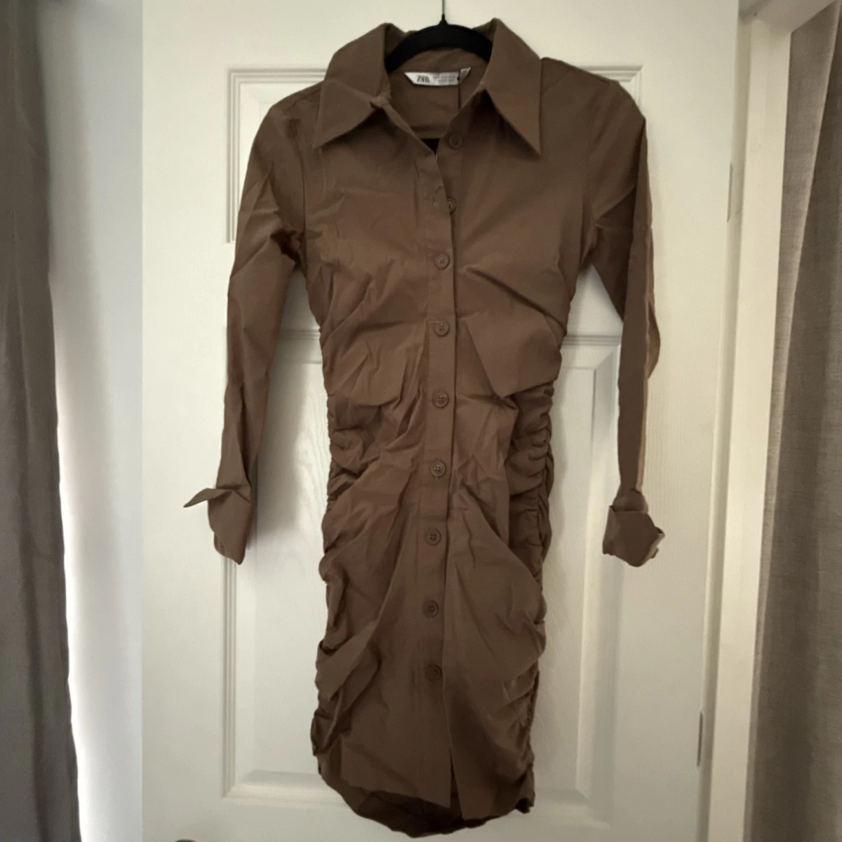 brown dress with collar Mocha Brown Lace Balloon Sleeve Long Dress – Vintage Fairytale Style Brown / M main image 0
