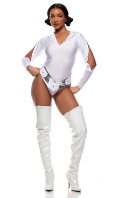 Sexy Forplay Far Far Away Star Wars White Bodysuit Princess Leia