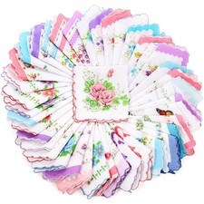 Goaste 40 Pack Cotton Handkerchiefs, 11.5" Women Hankies with Vintage Floral ...