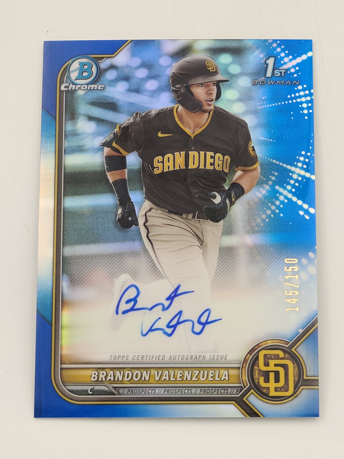 2022 Bowman Chrome #CPA-BV Brandon Valenzuela 1st Auto Blue Refractor 145/150