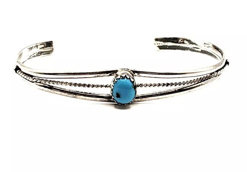 Turquoise and Sterling Silver Native American Southwestern Cuff Bracelet