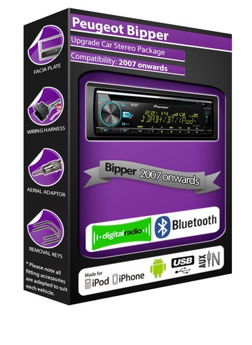 Peugeot Bipper DAB radio, Pioneer car stereo CD USB player, Bluetooth kit - Picture 1 of 5