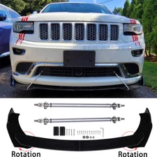 For Jeep Grand Cherokee SRT Gloss Front Bumper Lip Splitter Spoiler + Strut Rods