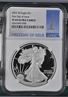 2022 W Proof Silver American Eagle NGC PF69 UC FDOI First Day of Issue $1 Coin